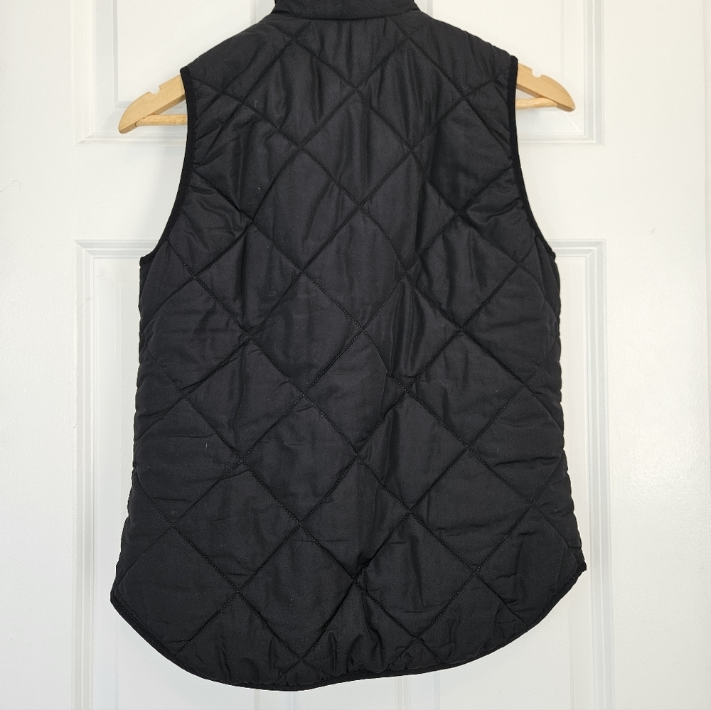 J. Crew Black Puffer Quilted Vest Gold Zipper Sz XS - Picture 5 of 6